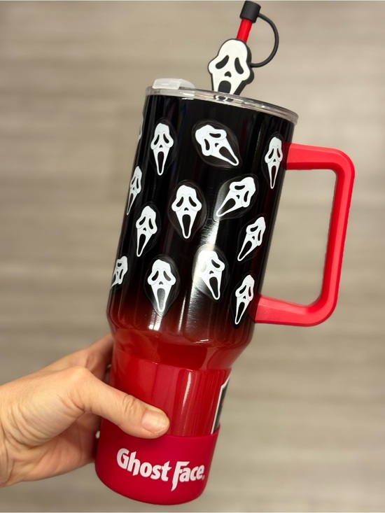 Other - Black and Red Ghost Face Insulated Party Tumbler with Handle